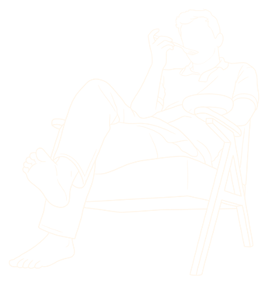 Figure eating in a chair, stomach glowing